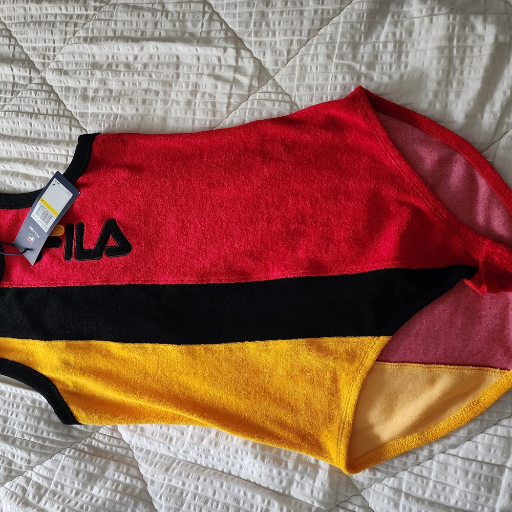 Fila Red, Black, and Yellow Bodysuit